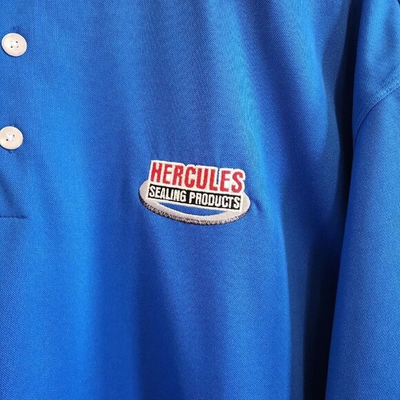 NWT Nike Golf Dri-Fit HERCULES SEALING PRODUCTS Blue Branded Employee Polo XXL - Picture 3 of 9